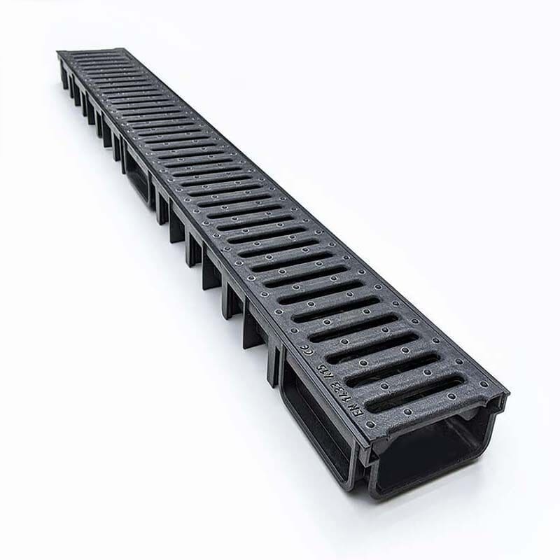 1m Shallow Channel Drain – Black